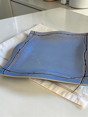 Vintage Studio Nova Mystic Cove Blue CHS12 Square Platter Chop Plate Modern 12”